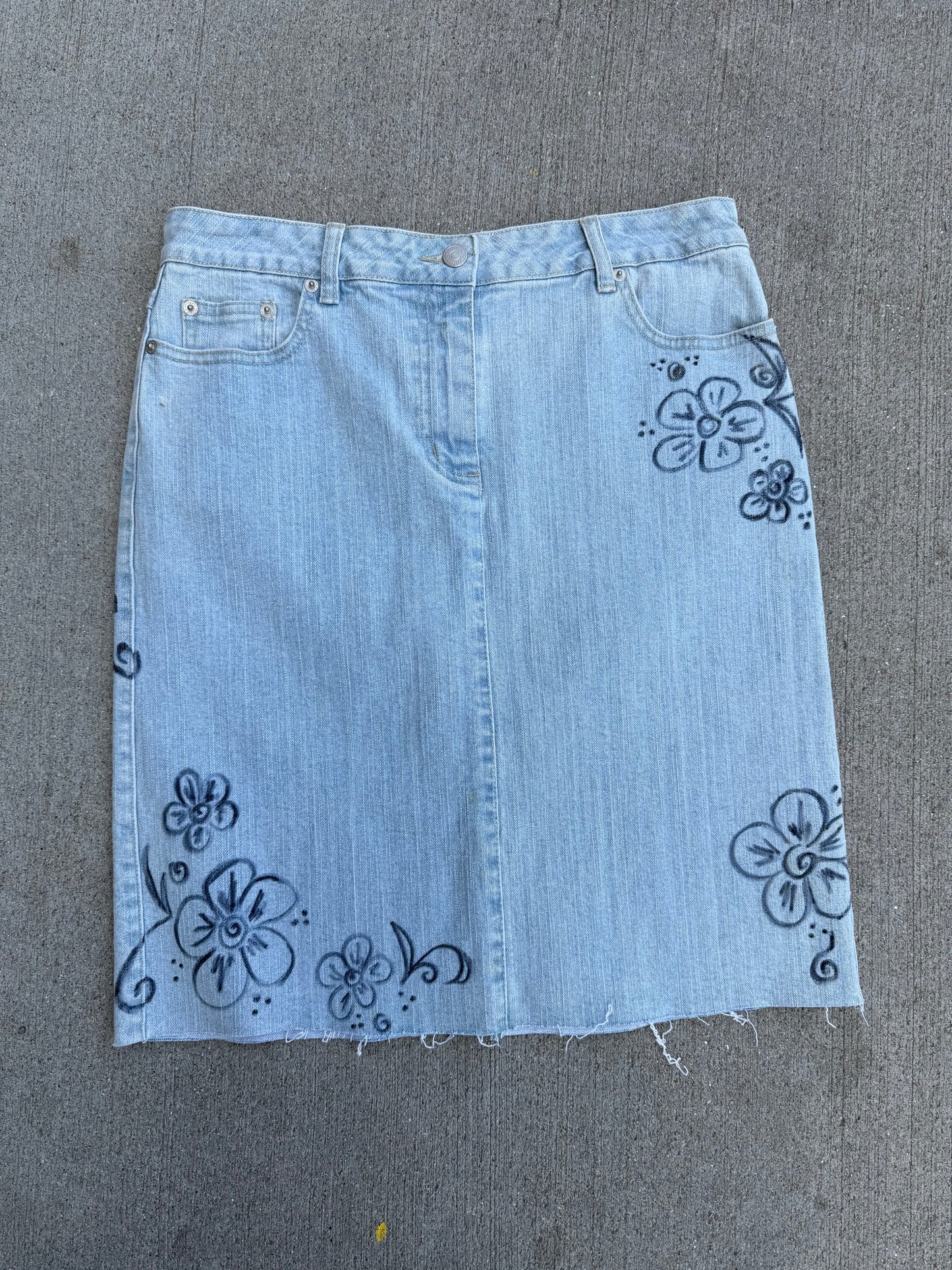 Flower Denim Skirt
