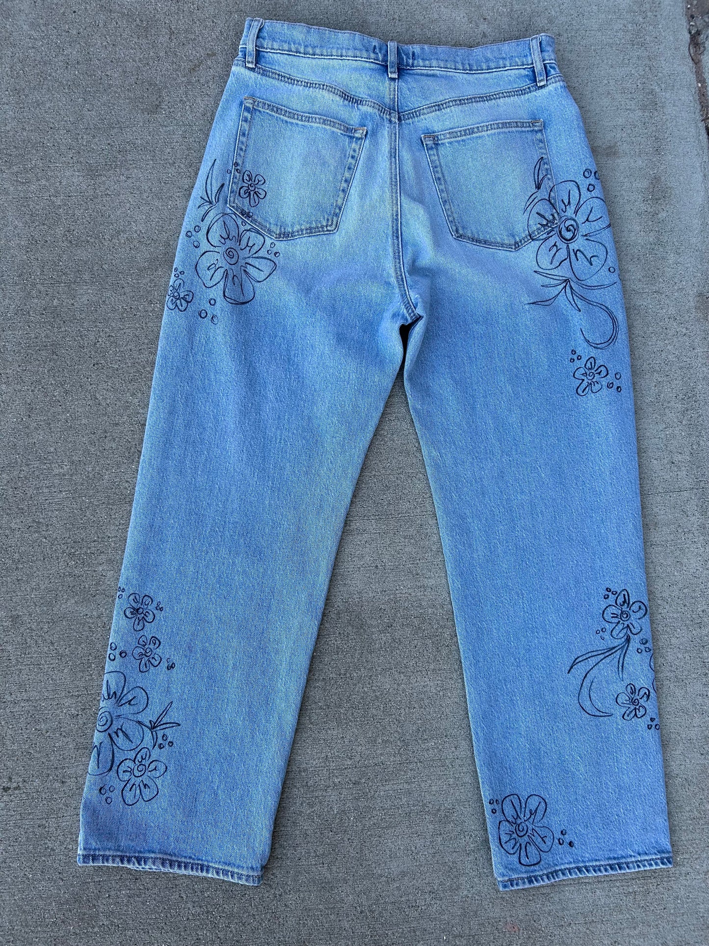 Hand Designed Floral Pants