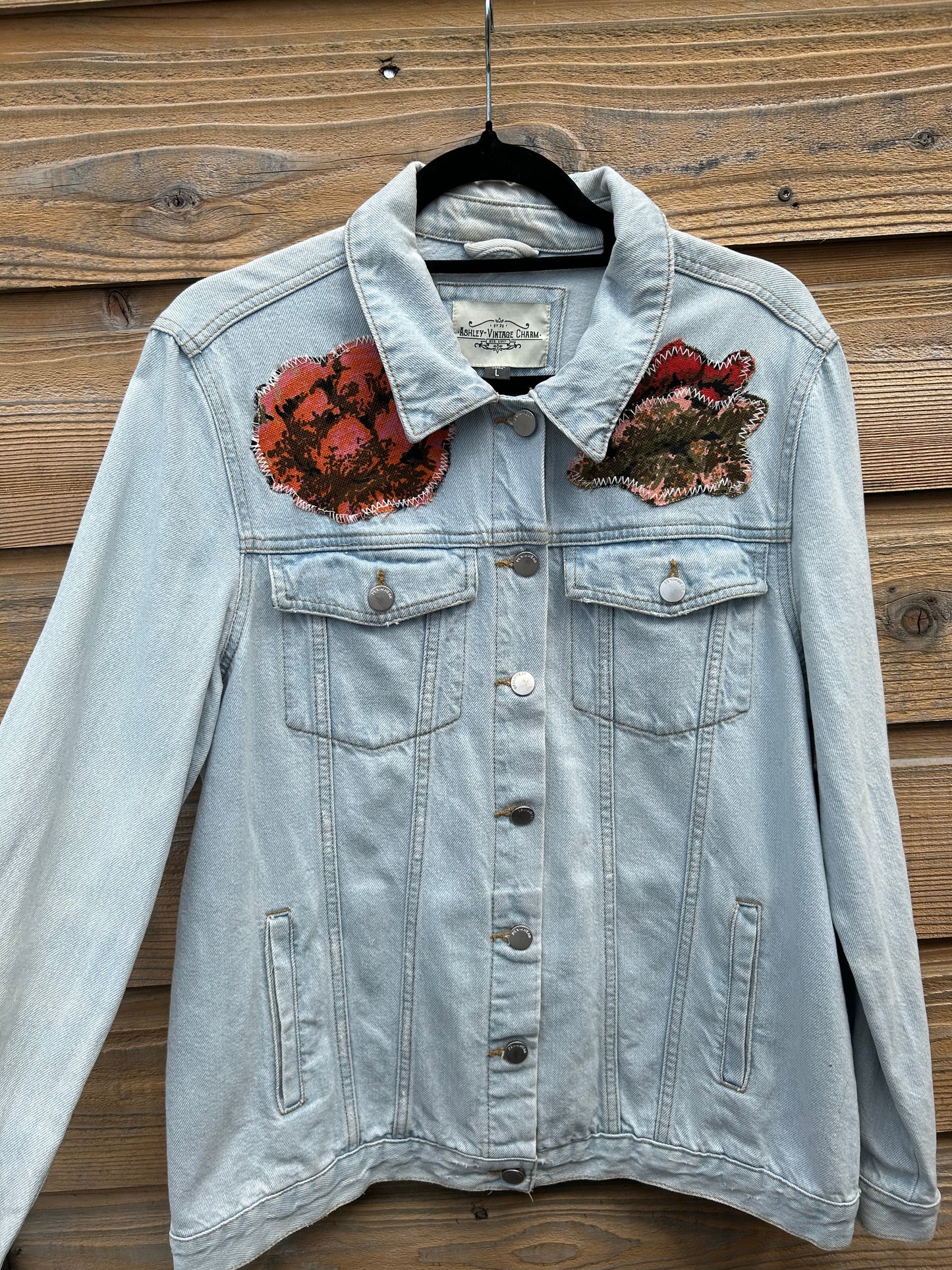 Flower Power Upcycled Denim Jacket