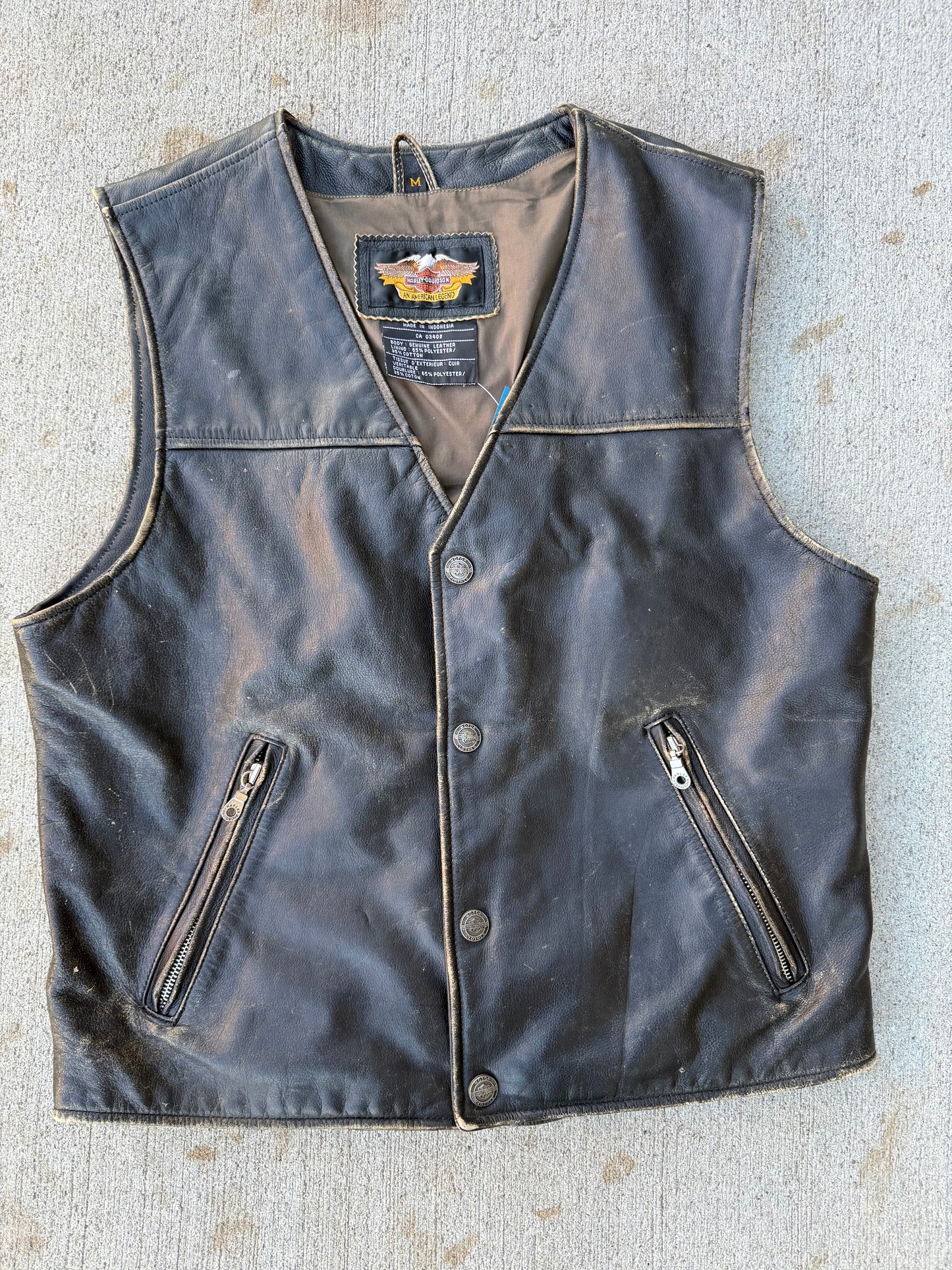 Vintage Leather Harley Davidson Motorcycle Vest