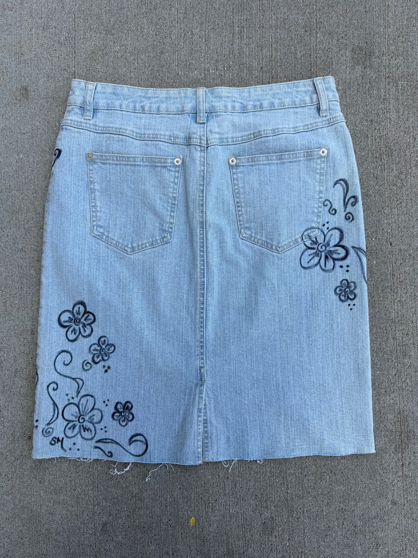 Flower Denim Skirt