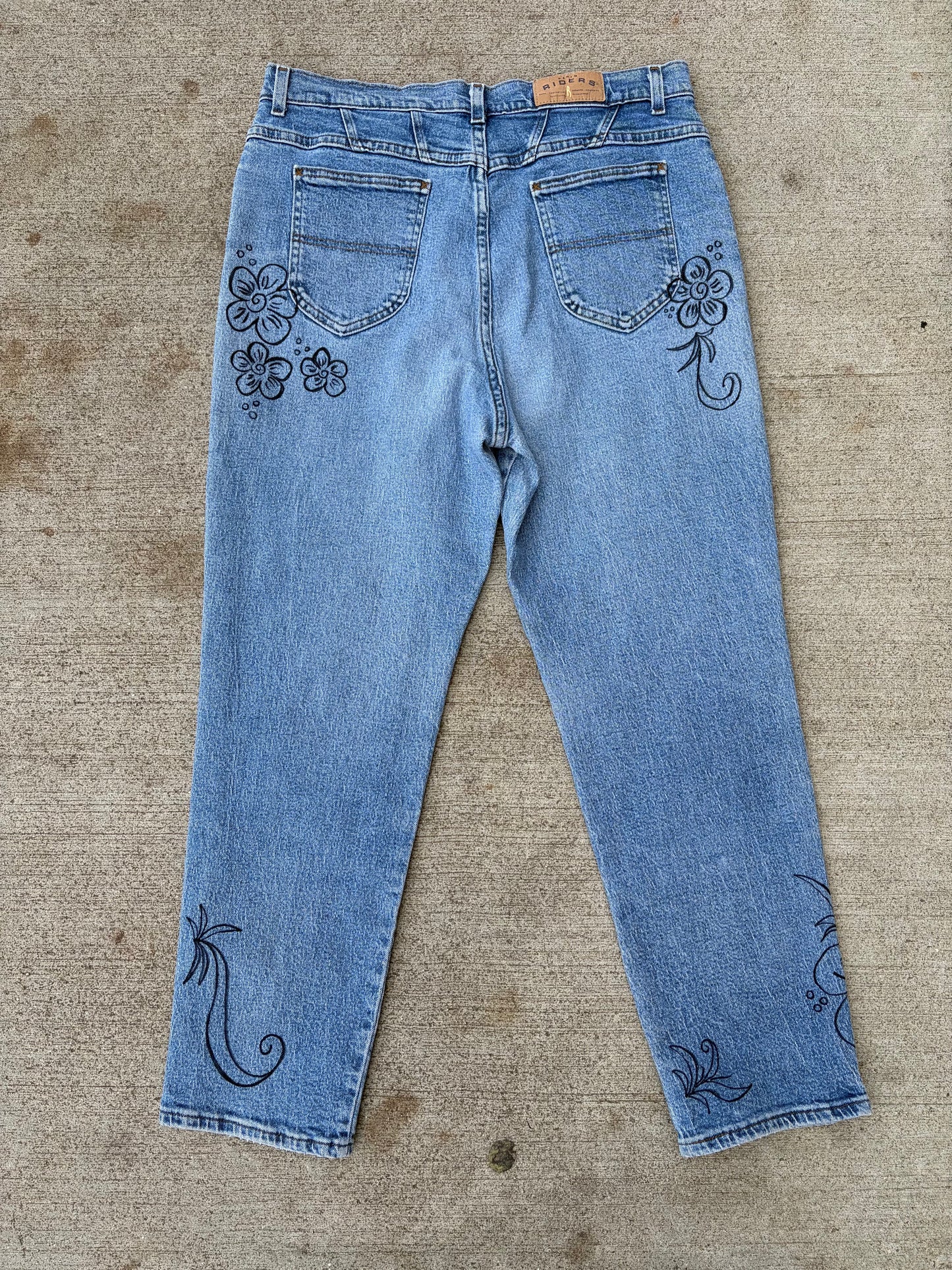 Hand Drawn Floral Denim