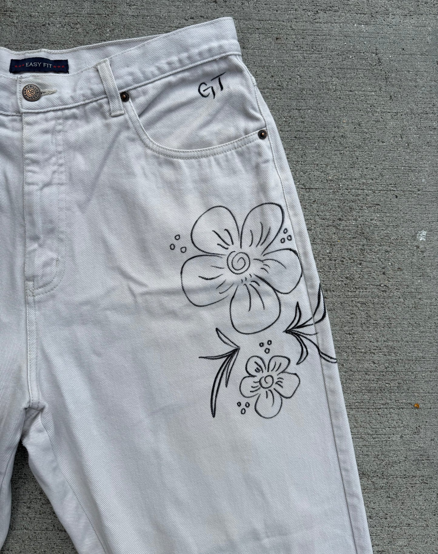 Hand Drawn Flower Pants