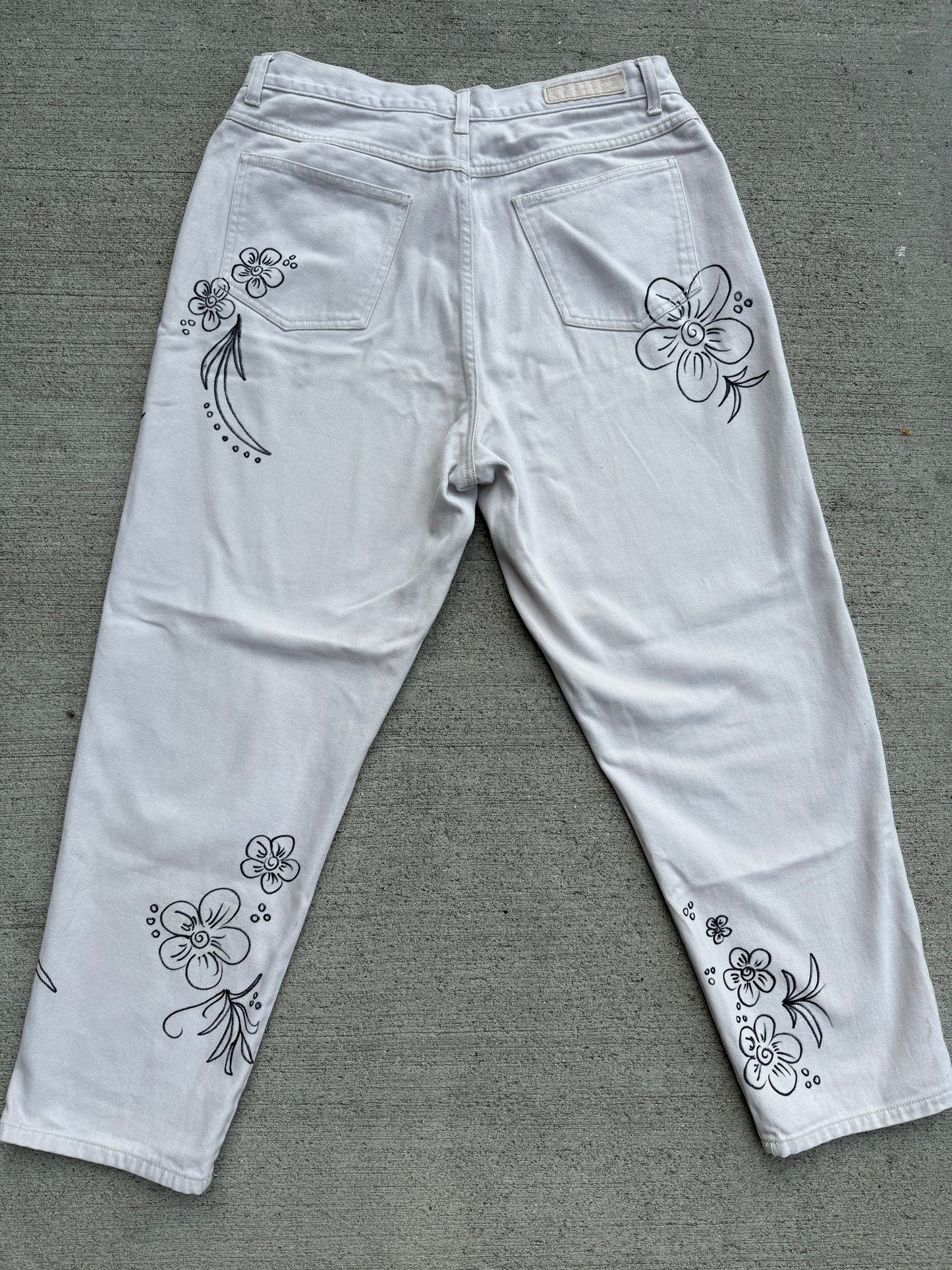 Hand Drawn Flower Pants