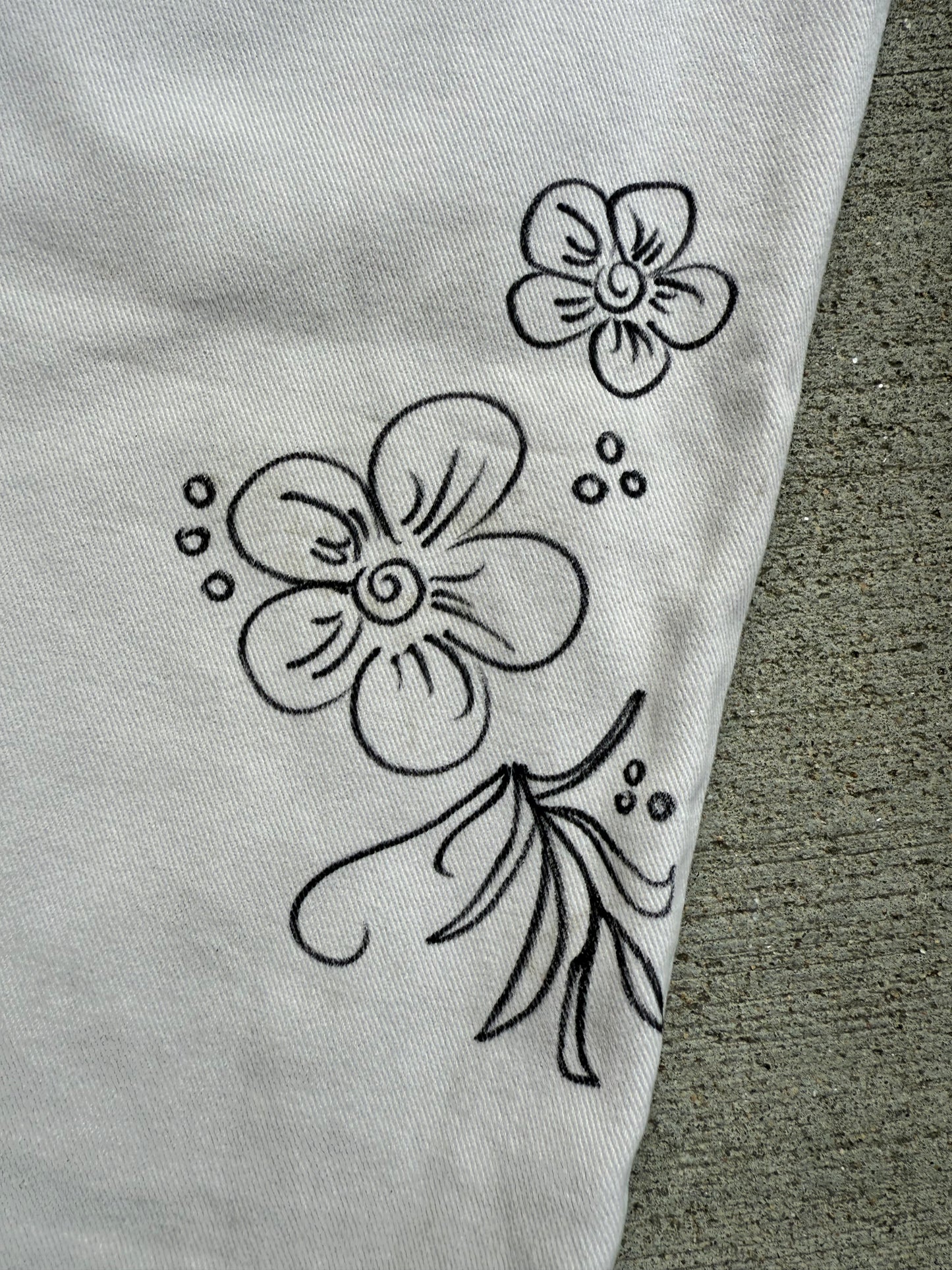 Hand Drawn Flower Pants