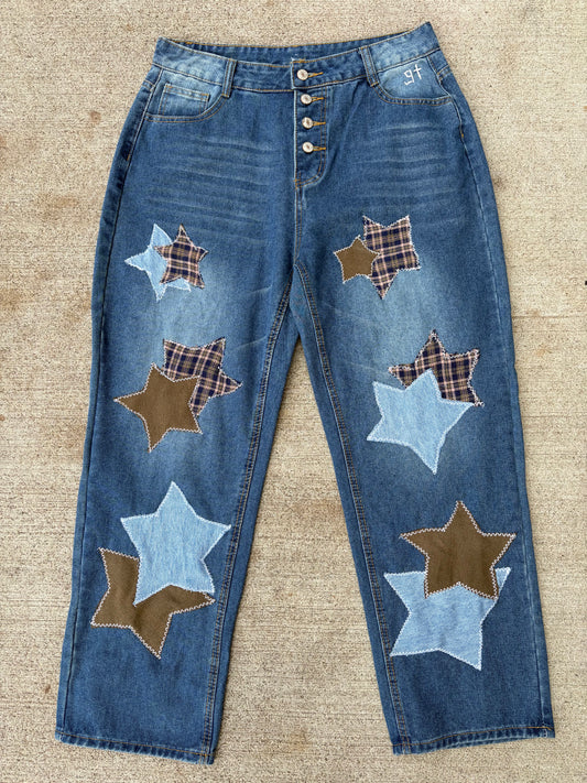 Upcycled Star Patchwork Jeans