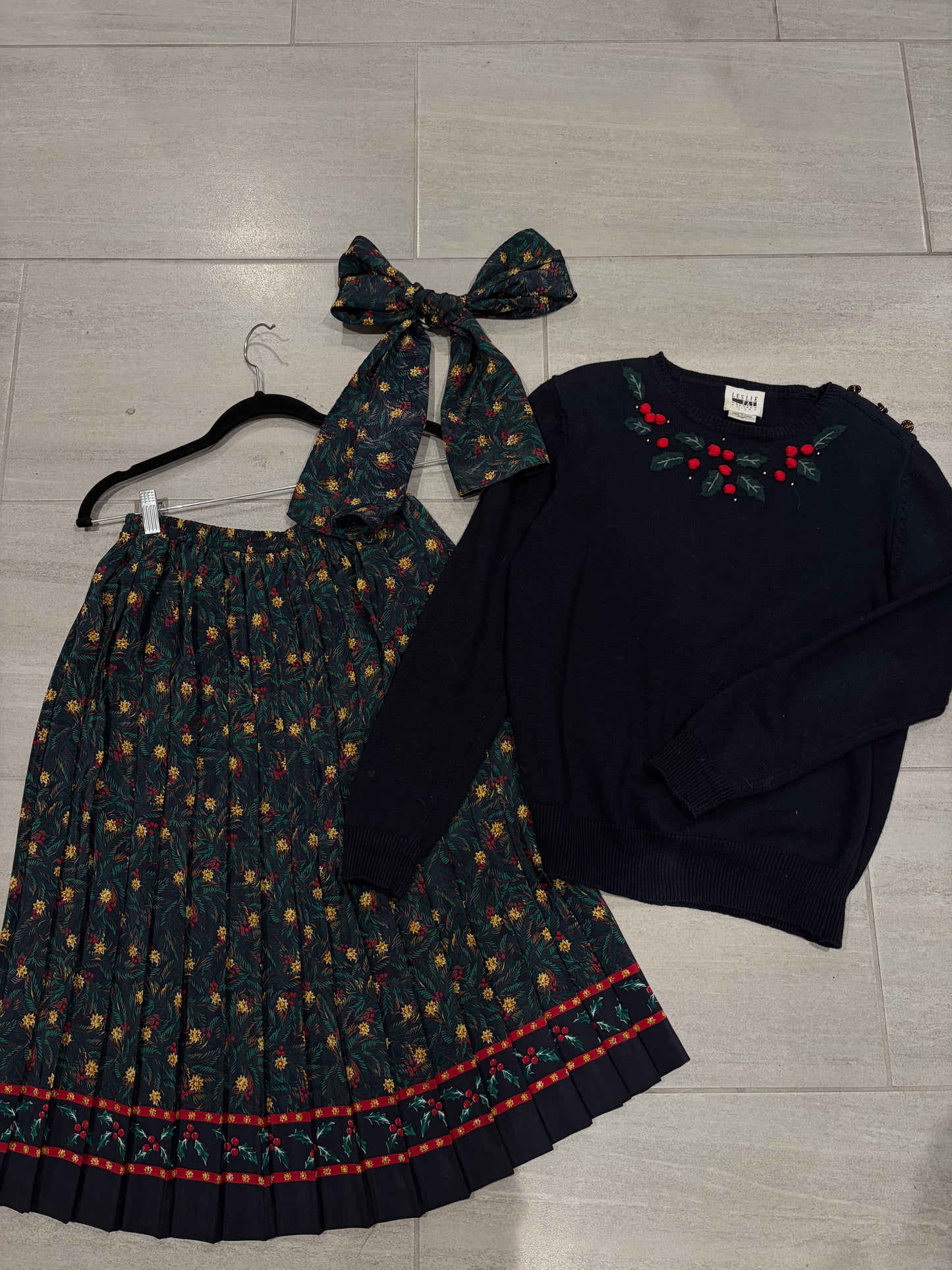 Vintage Holiday Sweater/Skirt Set