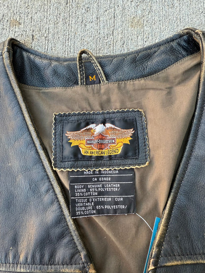 Vintage Leather Harley Davidson Motorcycle Vest