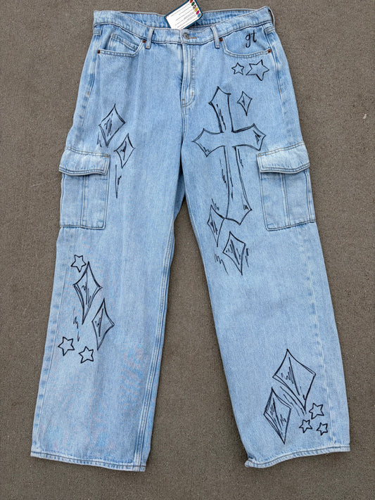 Hand Drawn Y2K Cargos