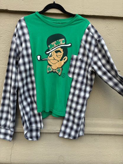 Upcycled Celtics Flannel Shirt