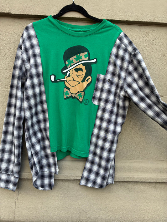 Upcycled Celtics Flannel Shirt