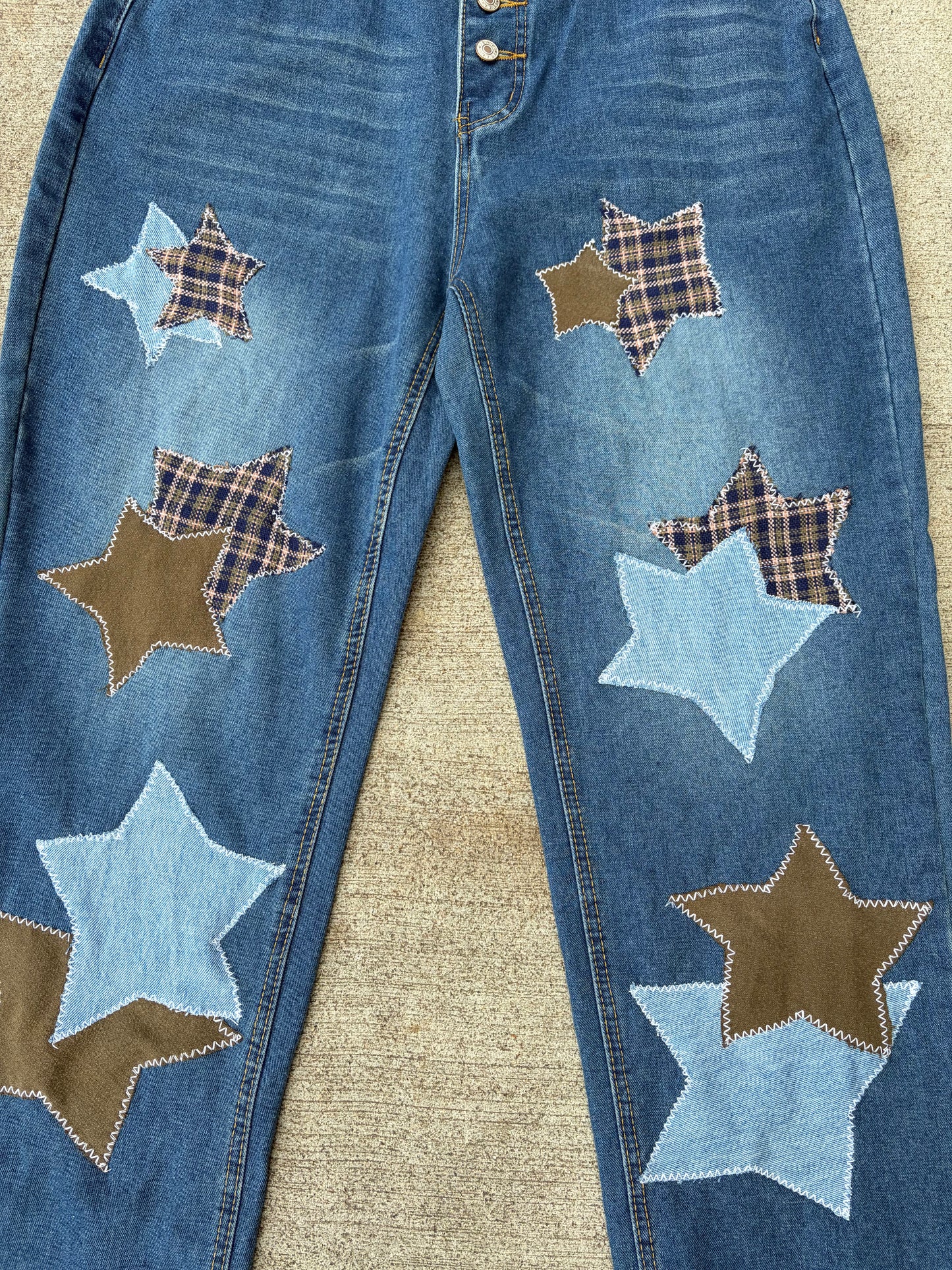 Upcycled Star Patchwork Jeans