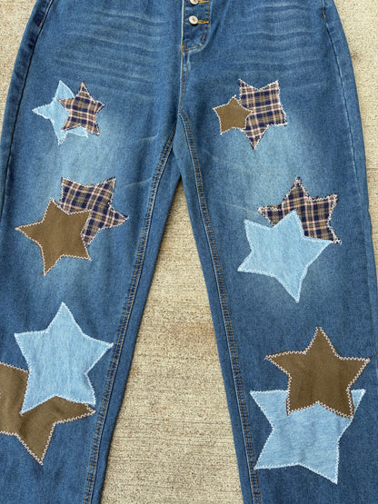 Upcycled Star Patchwork Jeans