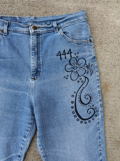 Hand Drawn Floral Denim