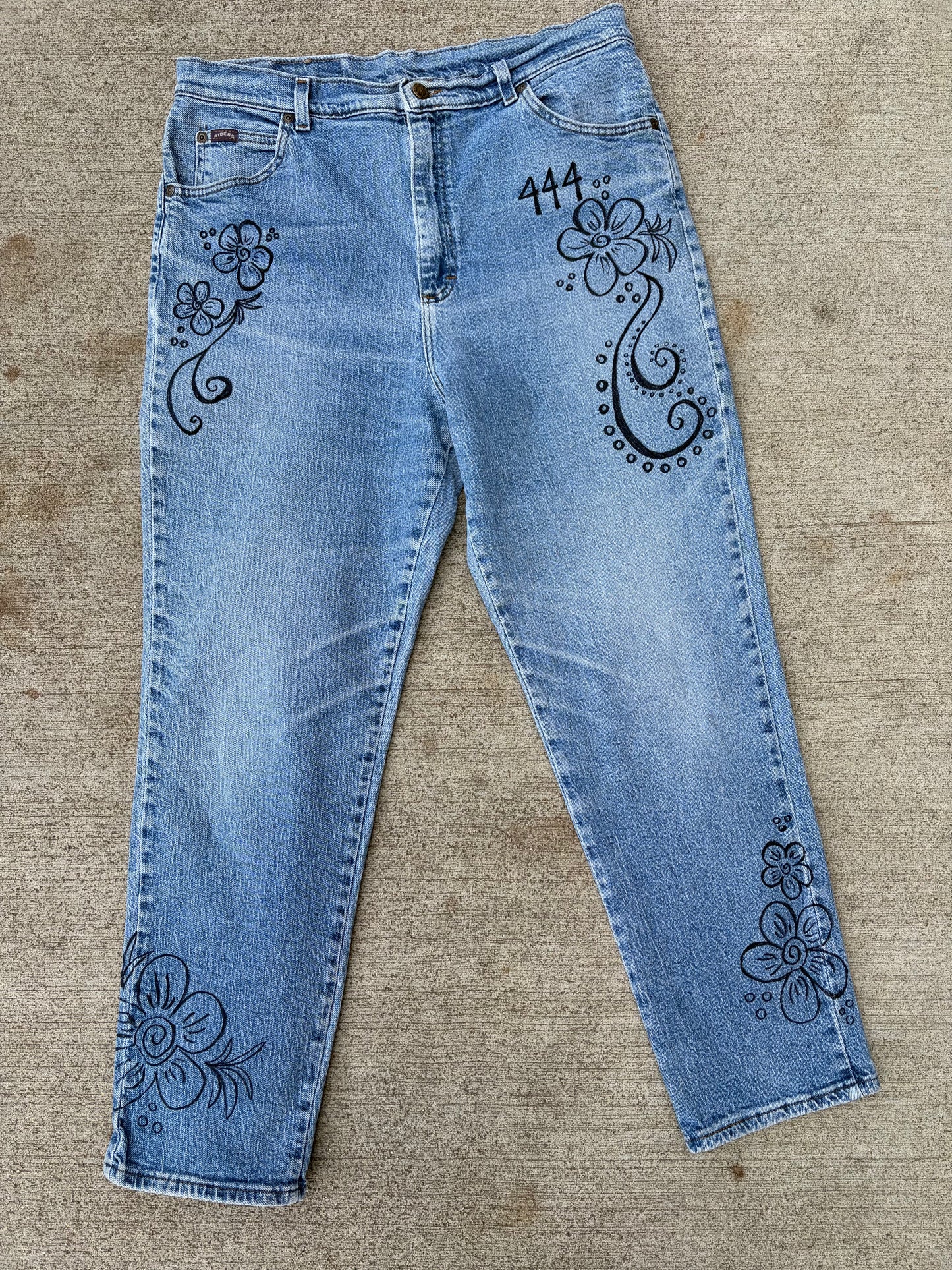 Hand Drawn Floral Denim